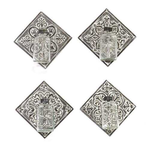 Set of 4 Hanging Glass Vase on Tile Wall Decor