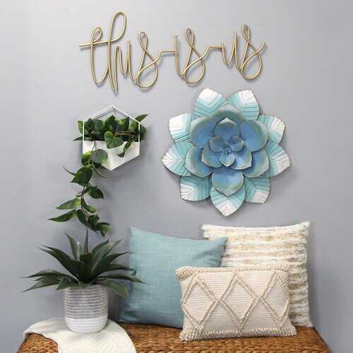 Blue Ombre Metal Flower Wall Decor