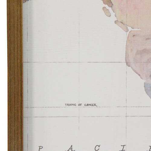 Watercolor World Map Wood Framed Wall Art