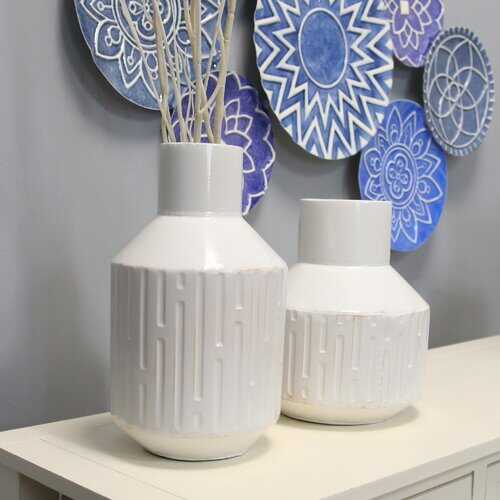 White Metal Mixed Set of 2 Table Vases