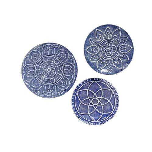 S/3 Mykonos Metal Plates Wall Decor