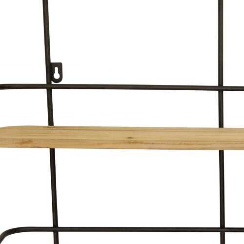 S 2 Farmhouse Wood Shelves with Black Metal Frame