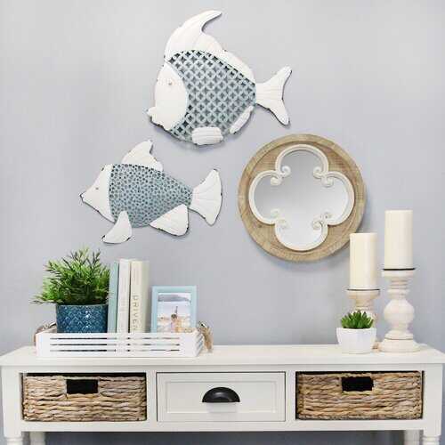S/2 Tropical Two-Tone Metal Fish Wall Decor
