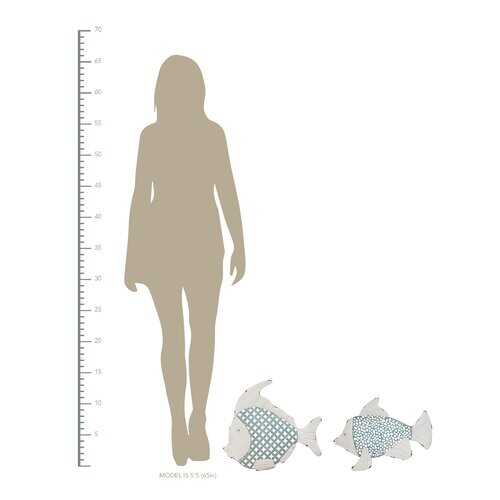 S/2 Tropical Two-Tone Metal Fish Wall Decor