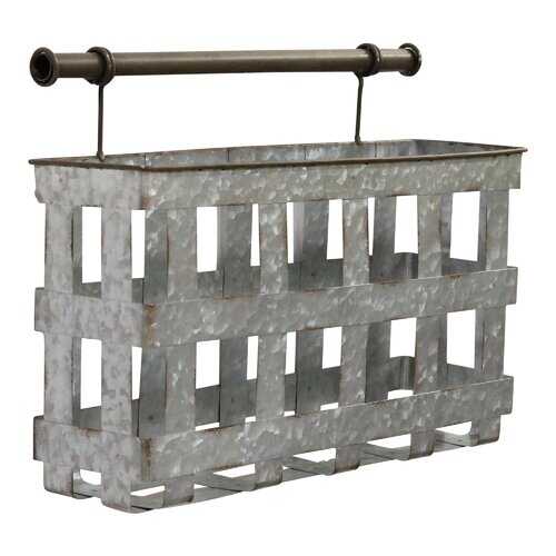 Galvanized Handcrafted Metal Wall Hanging Basket