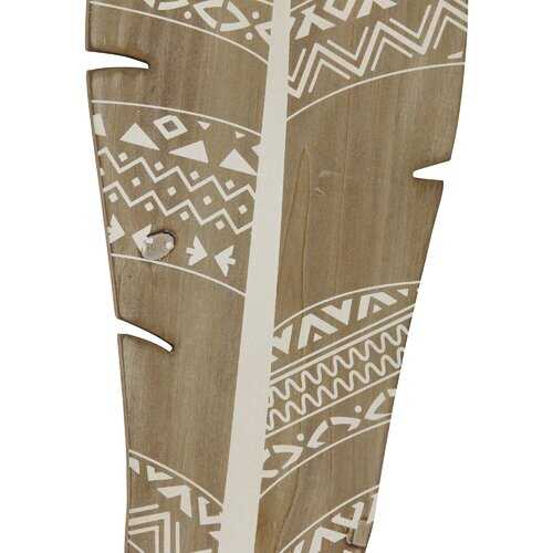 Tribal Print Wood Feathers 3D Wall Art Set of 2