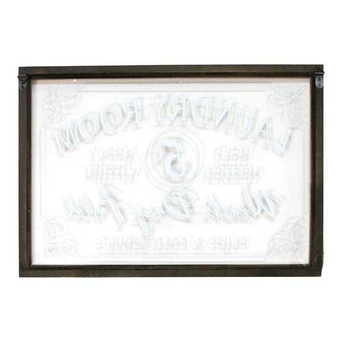 Vintage Style Laundry Room Glass and Wood Framed Wall Art