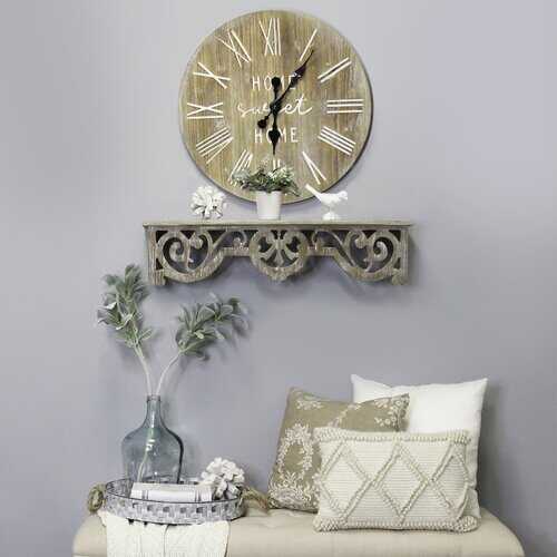 Distressed Vintage Wood Scroll Wall Shelf