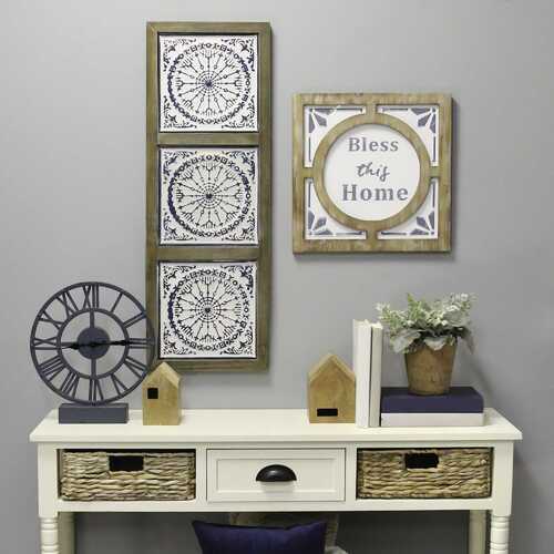 Distressed Mykonos Medallion Metal and Wood Wall Decor