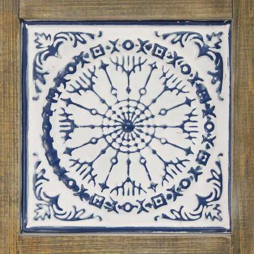 Distressed Mykonos Medallion Metal and Wood Wall Decor