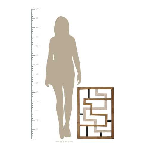 Modern Maze Natural White and Black Wood Panel Wall Art