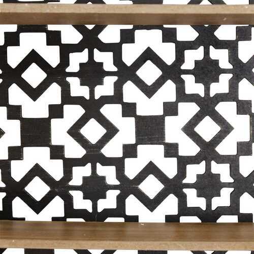 Black Boho Metal & Wood Framed Shelf