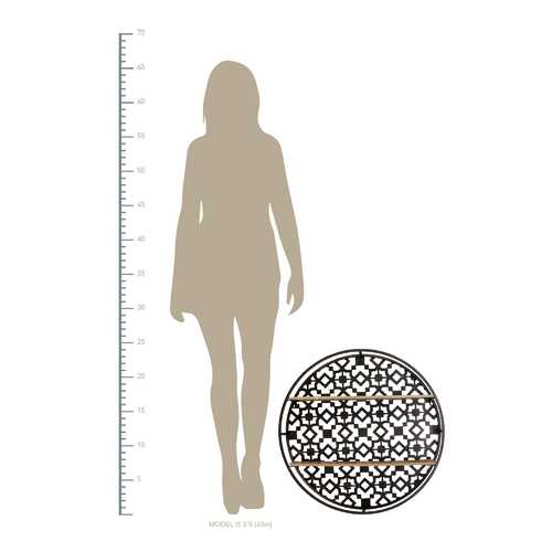 Black Boho Metal & Wood Framed Shelf