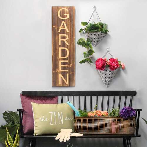 S/2 Distressed White & Metal Wall Planters