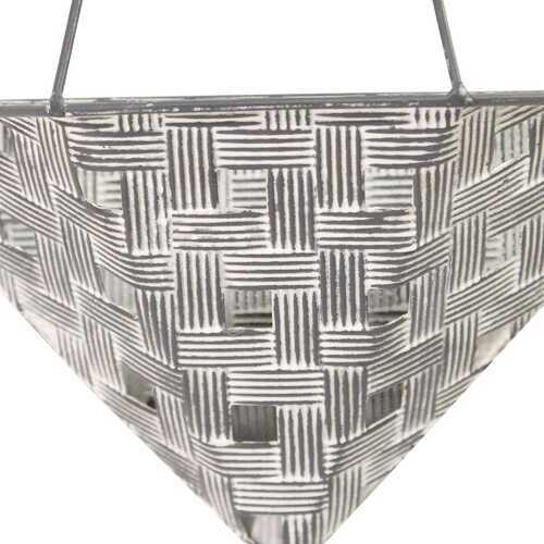 S/2 Distressed White & Metal Wall Planters