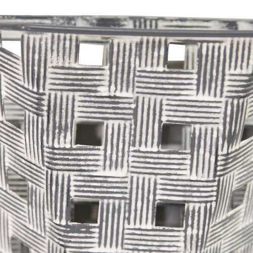 S/2 Distressed White & Metal Wall Planters