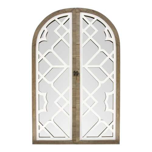 Gate Wood and White Door Mirror with Latch