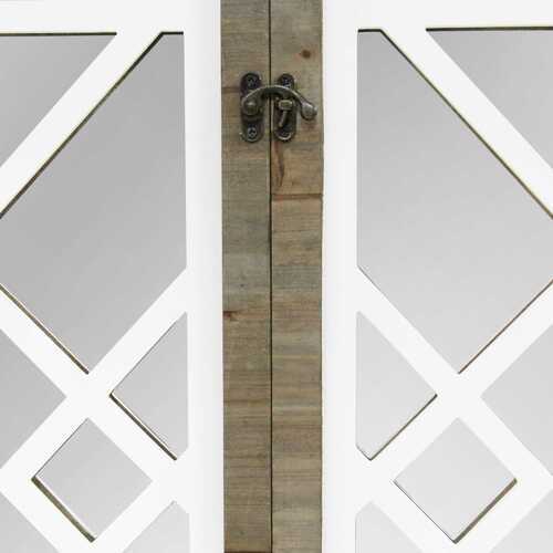 Gate Wood and White Door Mirror with Latch