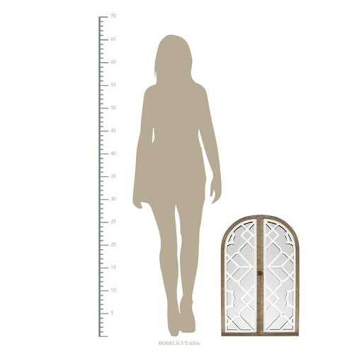 Gate Wood and White Door Mirror with Latch