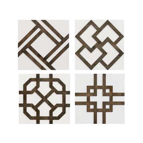 S/4 Handcrafted Wood & Metal Accent Wall Decor