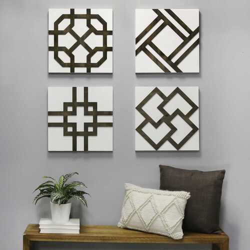 S/4 Handcrafted Wood & Metal Accent Wall Decor