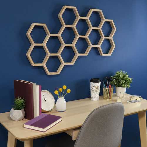 Whitewash Honeycomb Wood Wall Art
