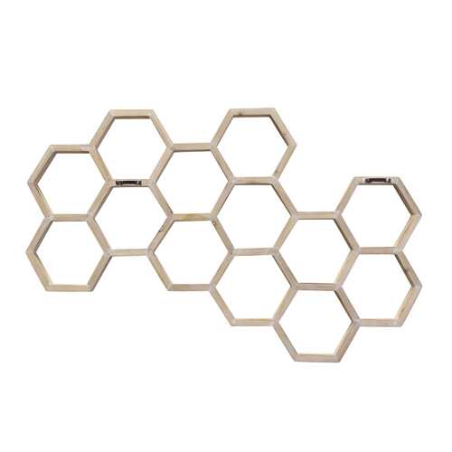 Whitewash Honeycomb Wood Wall Art