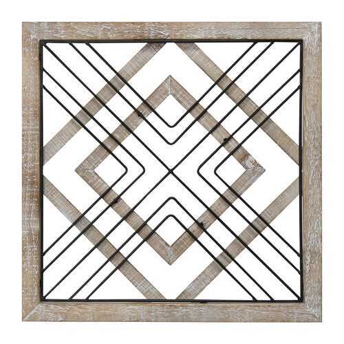 Sqaure Wood & Metal Geometric Plate Wall Decor