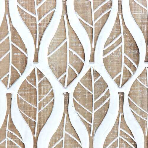 Carved Leaf White Wood Wall Decor