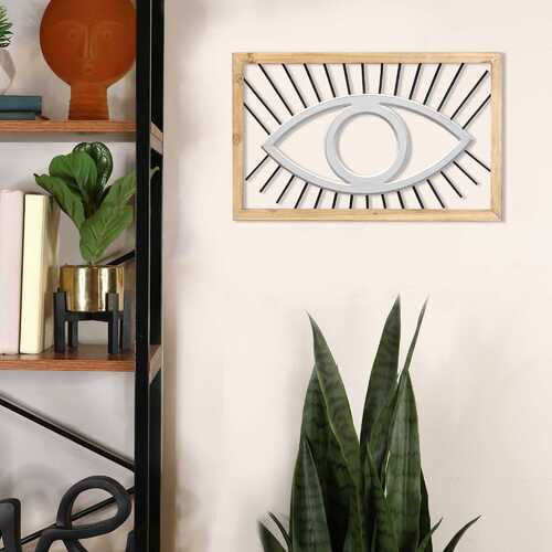 Evil Eye Metal & Wood Frame Wall Art