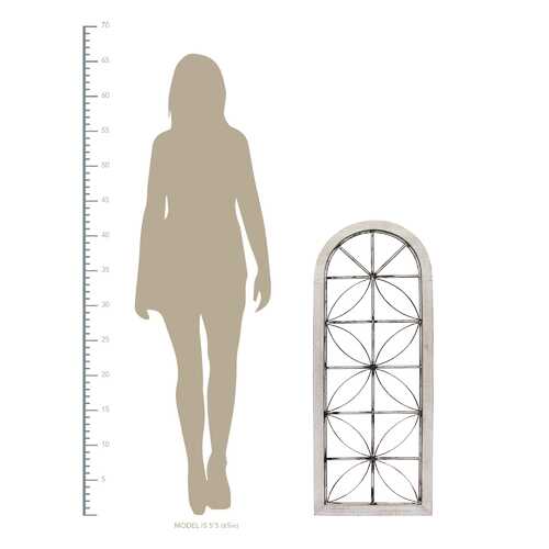 Distressed White Metal & Wood Window Panel