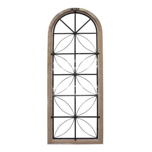 Distressed White Metal & Wood Window Panel