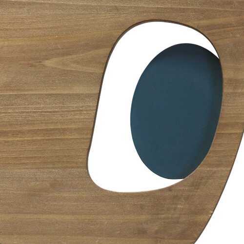 Walnut Blue Wooden & Metal Wall Decor