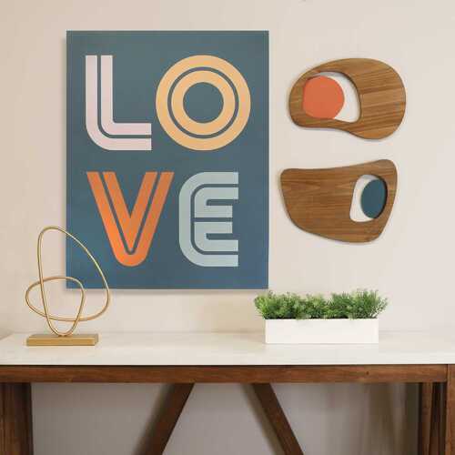 Orange Walnut Wooden & Metal Wall Decor