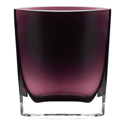 8" Mouth Blown Glass European Made Amethyst Pocket Shaped Vase