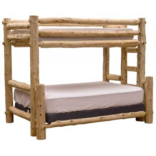 Rustic and Natural Cedar Single Ladder Right Log Bunk Bed
