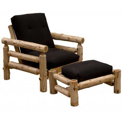 Authentic Log Cabin Natural Cedar Futon Chair and Ottoman Set