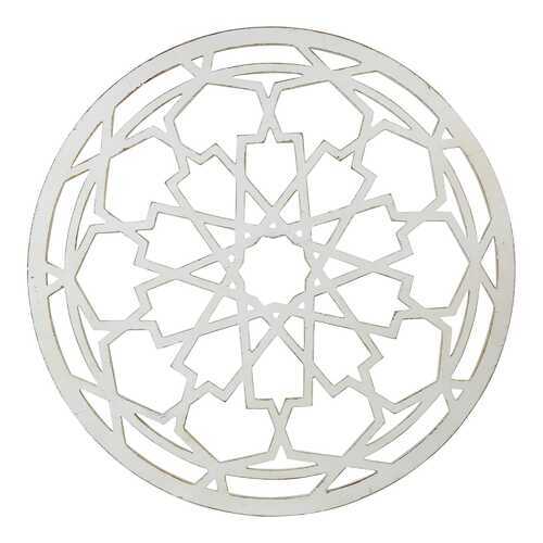 Round-Shaped Medallion Wall Decor in White Distressed Finish