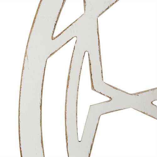 Round-Shaped Medallion Wall Decor in White Distressed Finish