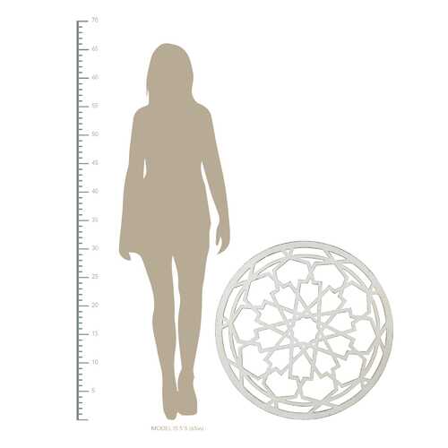 Round-Shaped Medallion Wall Decor in White Distressed Finish