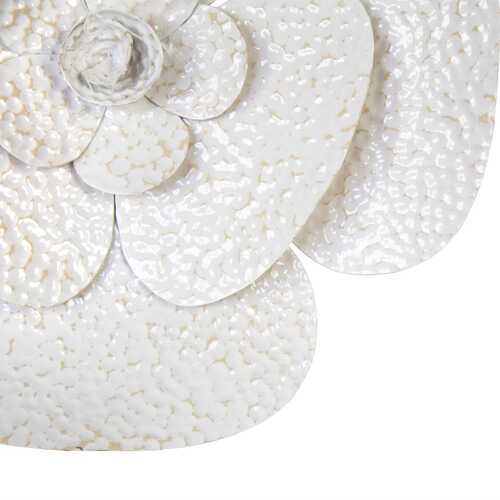 Floral Metal Wall Art with White and Beige Tones