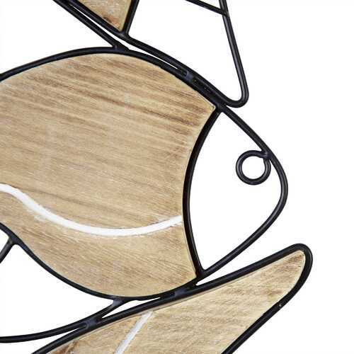 Fish Wall Art Decor with Matte Black Metal Outlines