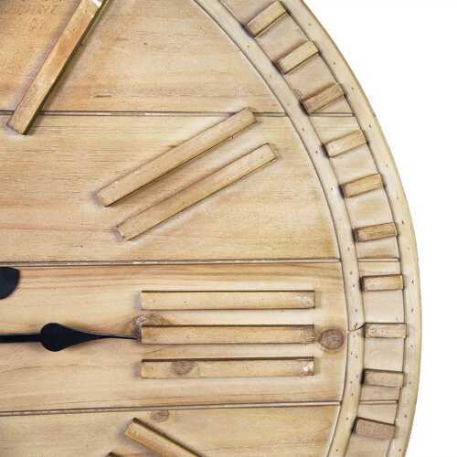 Round Natural Wood Face Roman Numeral Wall Clock