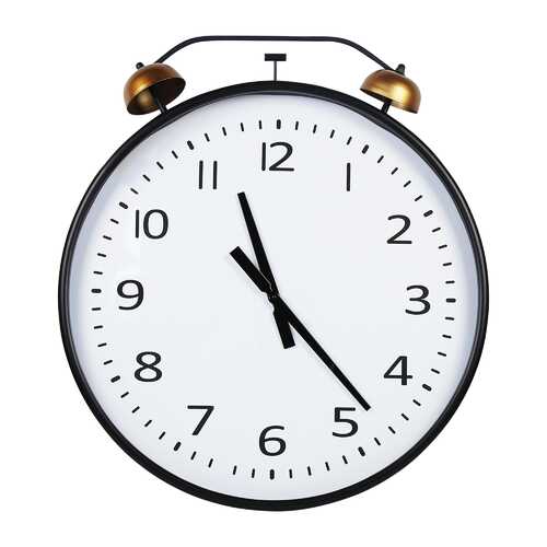 24" Round Metal Wall Clock with Bronze Twin Faux Bell