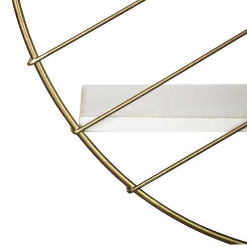 Round Wall Shelf Coated With a Matte Gold Finish