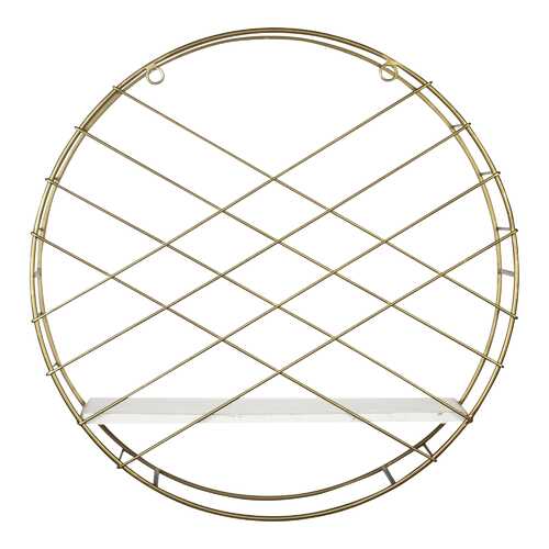 Round Wall Shelf Coated With a Matte Gold Finish