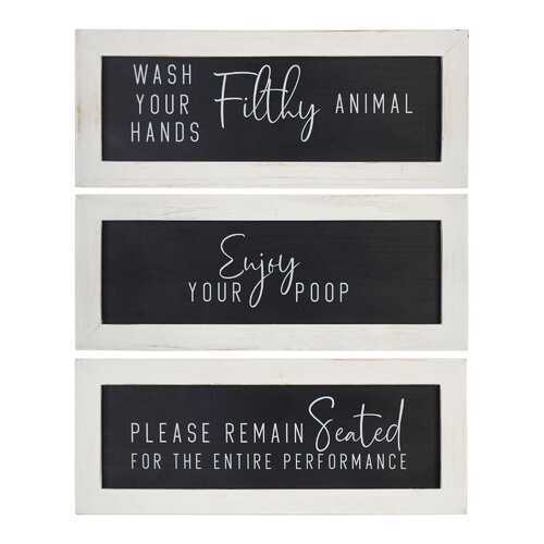 12" X 5" Bathroom-Quote Framed Wall Art