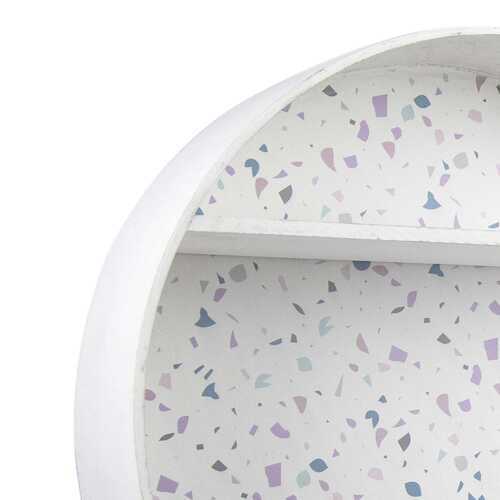2-tier Round Wall Shelf with White Distressed Background