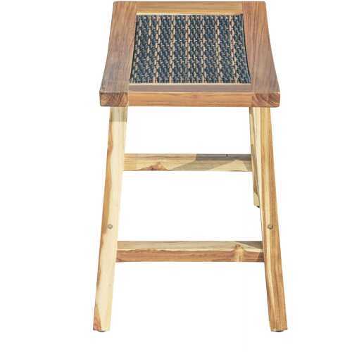 Compact Teak Counter Stool with Rattan in Natural Finish