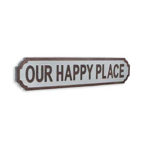 Gray Metal Decorative Wall Mounted Sign  Our Happy Place
